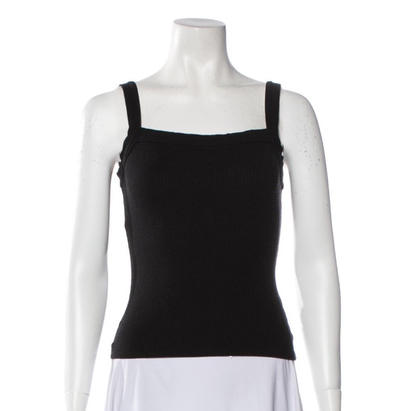 Reformation Rochelle Square Neck Ribbed Knit Tank, Black, XS - Picture 4 of 7